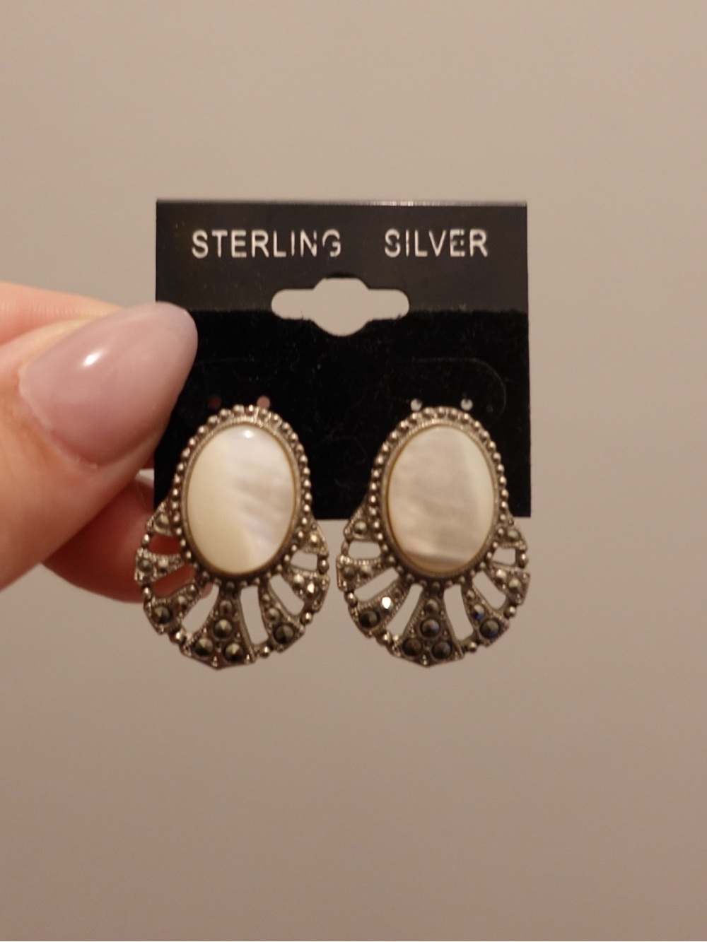Sterling Silver Mother-of-Pearl Post Back Earrings